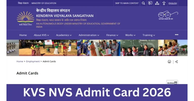 KVS NVS Admit Card 2026